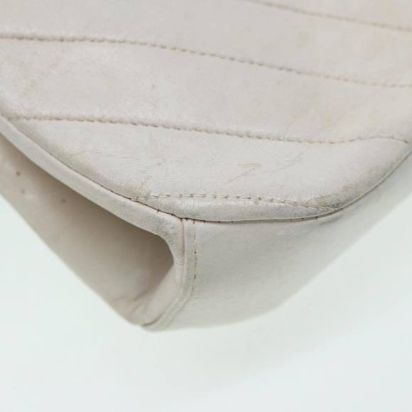 CHANEL V Stitch Chain Hand Bag Leather White CC Auth yk14103 - Picture 5 of 16